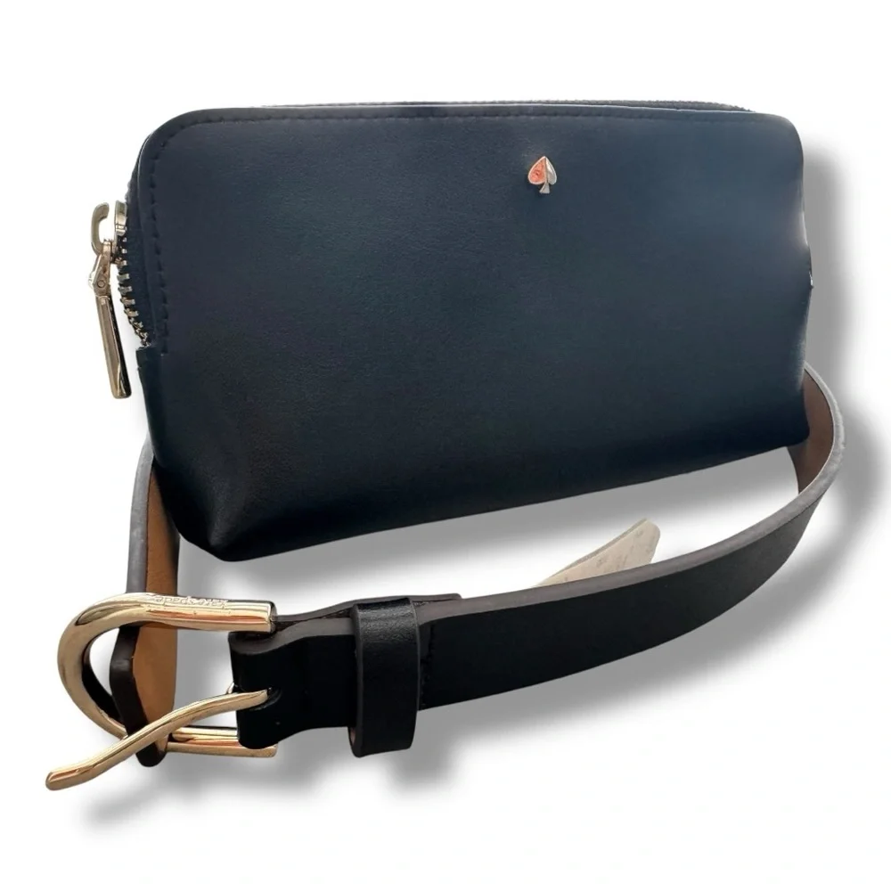 Kate Spade Belted Wallet – Black Leather with Silver Zipper - Picture 2 of 5